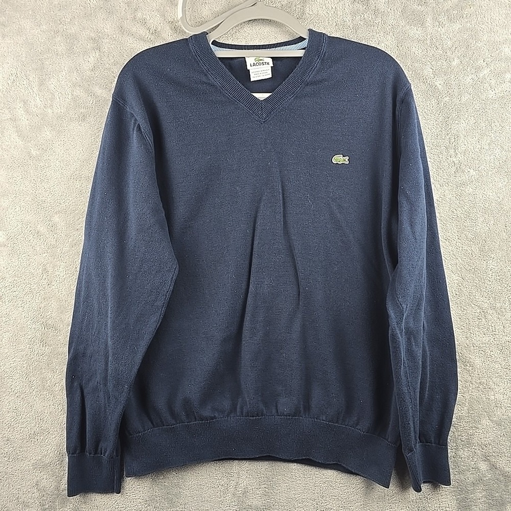 Lacoste Crew Neck‎ Sweater Men's Size 6 XL Navy Blue Long Sleeve Basic Logo